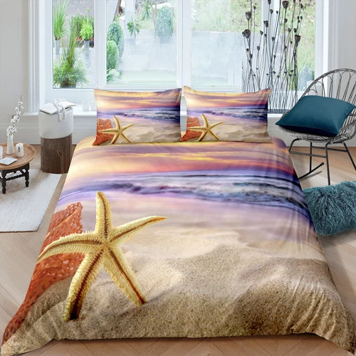 Beach Sea Shell Quilt/Duvet/Doona Cover Set Single Double Queen King Size Bed - Picture 9 of 29