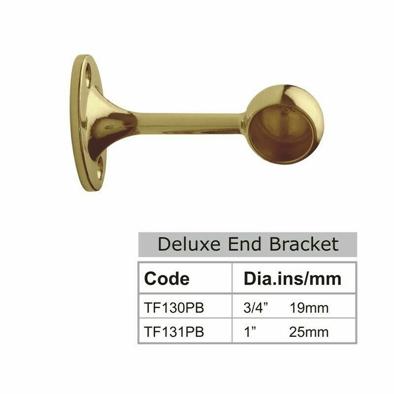 EUROART Deluxe End Bracket 25mm Polish Brass finish