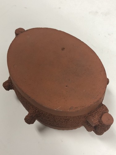 Vintage Folk Art Pottery Trinket Box w/ Log Figurals Detailed Clay Design - Picture 6 of 7