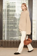 New $2290 The Row Kaila Silk Cotton Sweater in Camel/Beige sz M