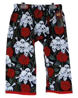 NEW Black & Red Roses & Skulls Kimono or Pants Set- Conscious Children's Clothes