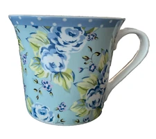 Pier One  Mug Coffee Tea Cup Blue Floral  Spring Flowers Countrycore