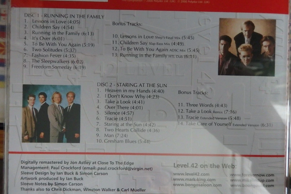 LEVEL 42 - Running In The Family/Staring At...- 2 Rem. CD Polydor 2000 - 8 Bonus - Bild 2 von 2