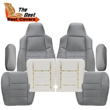 For 2002-2007 Ford F250 F350 Lariat Front PERF Leather Cover / Foam Pad Gray US