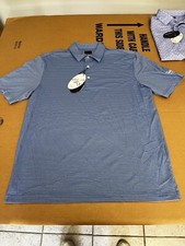 NWT MEN'S GREG NORMAN POLO, SIZE: L, COLOR: BLUE HEATHER STRIPED M30