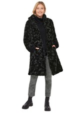 Ellos Women's Plus Size Funnel Neck Faux Fur Coat