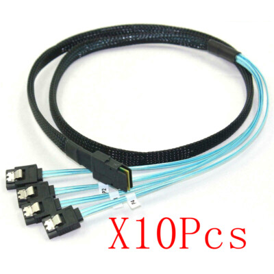 10Pcs New Mini SAS line 36P SFF8087 to 4sata 7pin server hard disk data cable