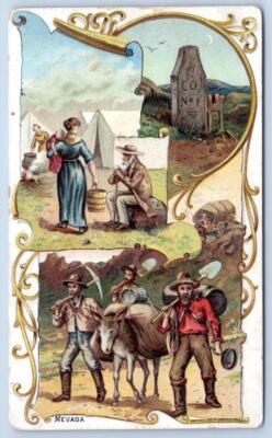 1892 NEVADA #27 SILVER MINERS ARBUCKLES TRADE CARD HISTORY OF U.S. & TERRITORIES