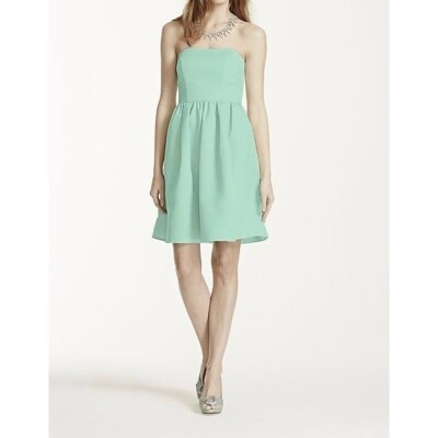 mint green bridesmaid dresses ebay Davids Bridal Mint Green Short Strapless Faille Bridesmaid Dress F15810  size 6
