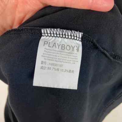 トップス PLAYBOY L/S Crew Neck Tee size 1 Playboy Black T-Shirt Short Sleeve Crew Neck Tee Graphic