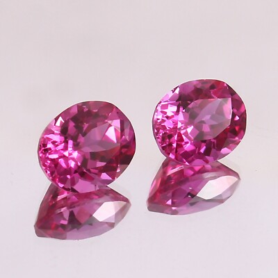 AAA 7x9 MM Flawless Ceylon Pink Sapphire Loose Oval Gemstone Cut Matched Pair