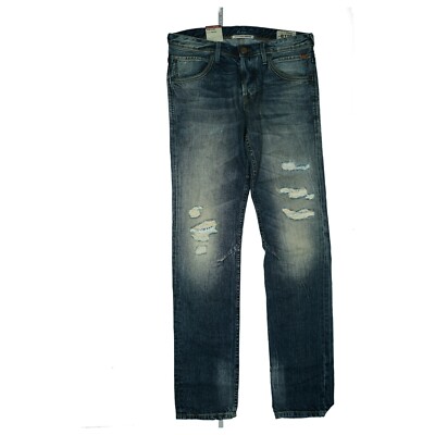 Tom Tailor Aedan Slim Straight Jeans Trousers W30 L34 Used Look Destroyed Blue NEW