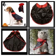 Vampire Costume For Dog or Cat Halloween Cape w/ Stand-Up Collar Black Red