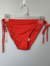 Red Carter EYELET TIE SIDE BIKINI BOTTOM Red Large/10 NWT. Summer Beach Boat Fun