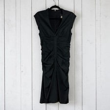 Xscape Black Ruched Midi Dress Size 10 Bodycon Minimalist Glam