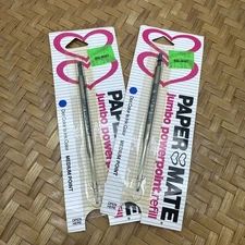 Paper Mate Jumbo Powerpoint Pen Refill Medium Point Blue Ink VTG NOS Set of 2