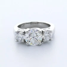 3-Stone Engagement Ring Trellis Platinum 3.88 CT Round Lab-Grown Diamond F SI1