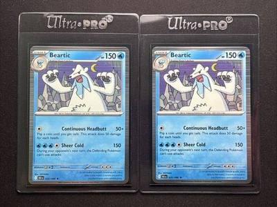 beartic pokemon card Beartic 026/086 Sv: Black Bolt Holo (x2)