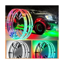 Adjustable 14-18inch 2-Rows Adjustable Wheel Ring Lights, RGBW Wheel Lights f...