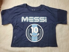 Messi T-Shirt Girls Blue Logo Short Sleeve Graphic Cropped New Size Medium