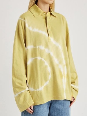 NWT Acne Studios Women s Epola Tie Dye Long Sleeve Polo  100% Cotton Size L