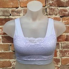 Rhonda Shear Soft Blue Ahh Bra Lace Overlay New Removable Pads