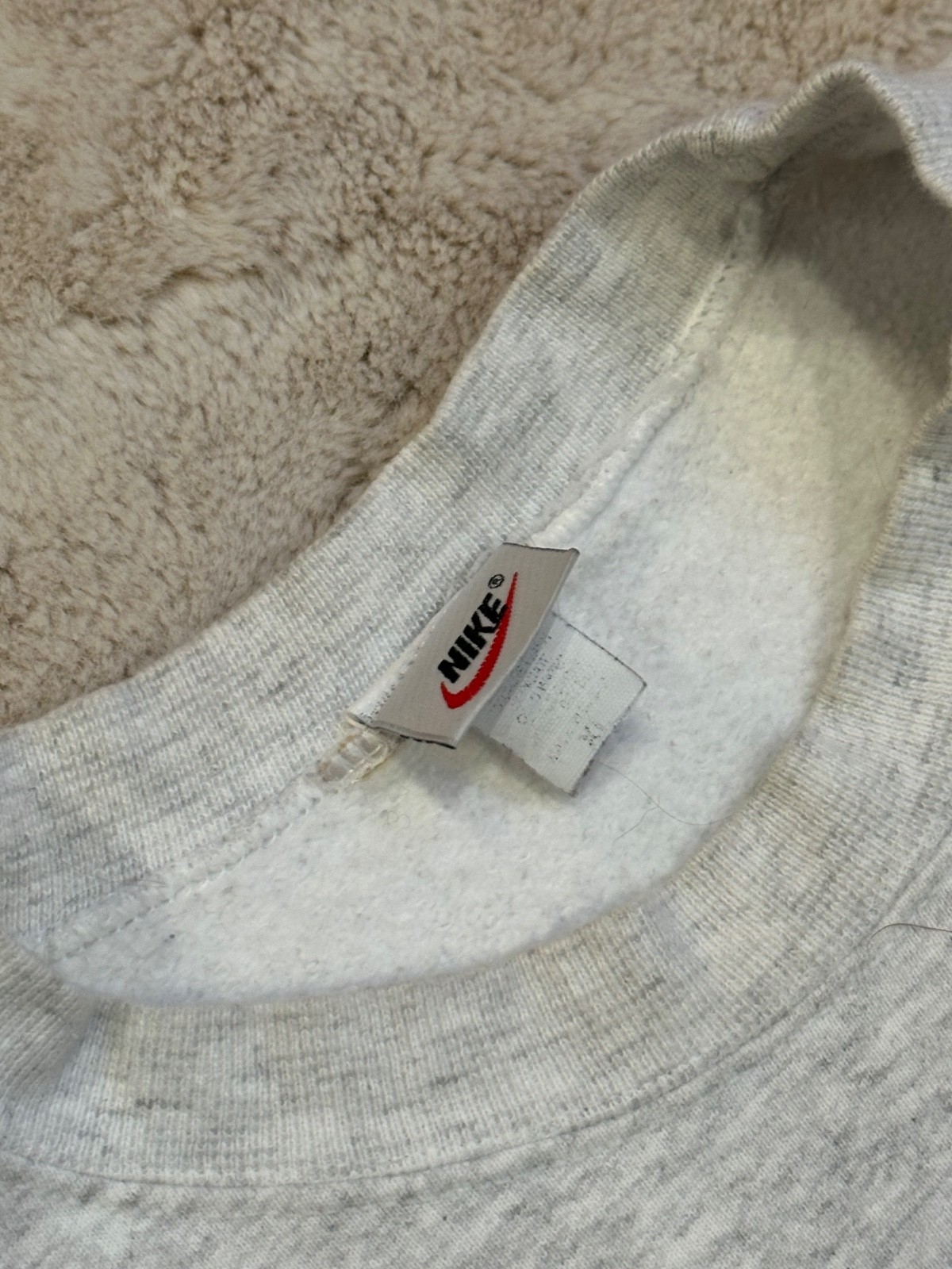 Rare Vintage 1990's Nike Air Huge Red Center Swoosh Grey Crewneck Size XL image 4