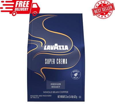 Lavazza Super Crema Whole Bean Coffee, Medium Espresso Roast, Arabica and Robust