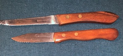2 EKCO Knives -  Eterna Paring & Double Edge Serrated Grapefruit Wood Handles