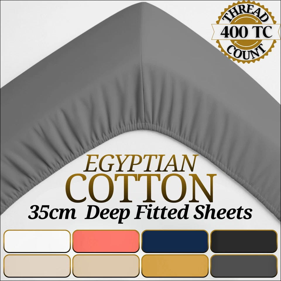 PAMPOSH 100% Cotton 35cm Extra Deep Full Fitted Sheet Double Bed Sheets King Size Single