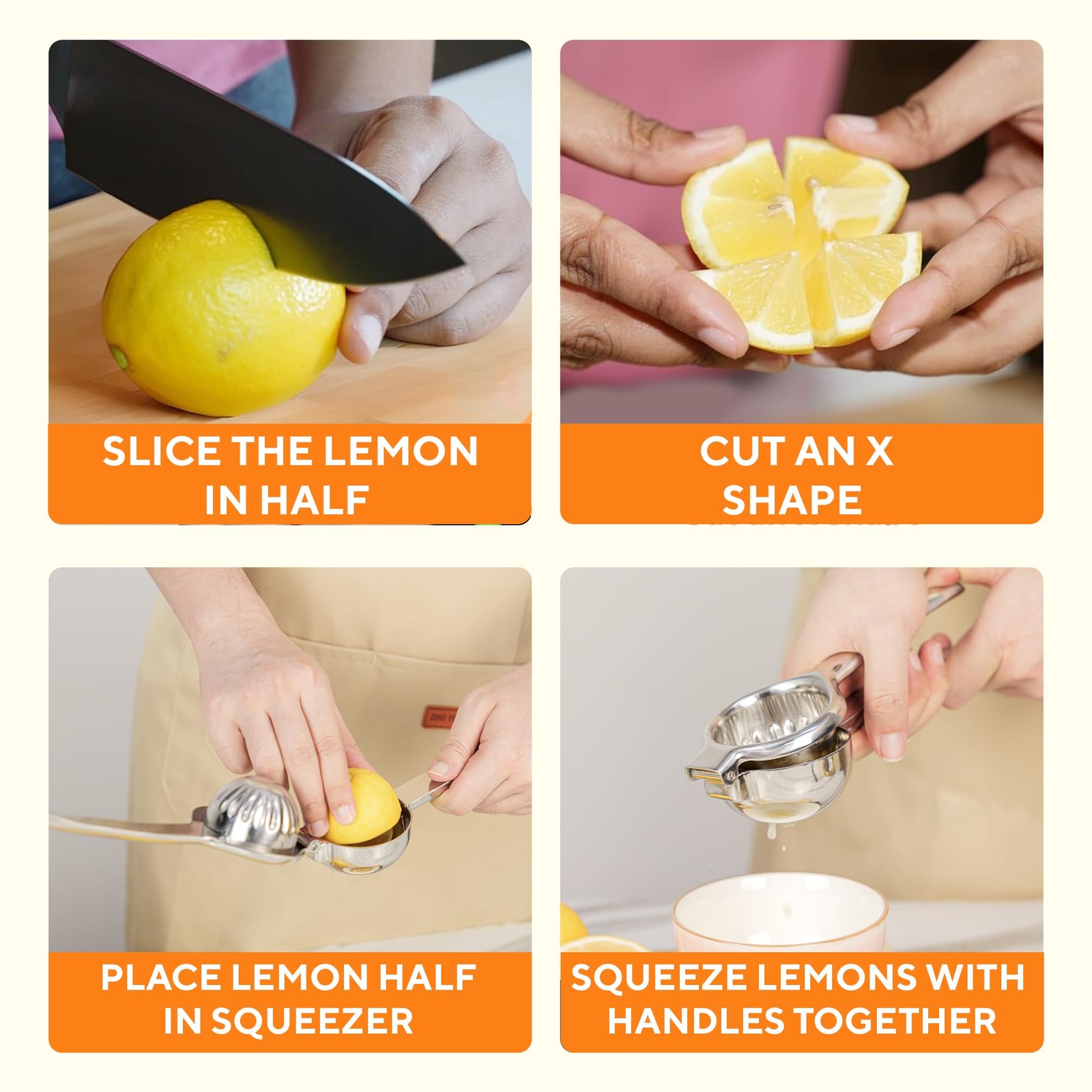 Stainless Steel Lemon Squeezer | Heavy Duty Handheld Juicer with Large Bowl |...