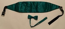 Solid Green Bow Tie And Cumberbund Set