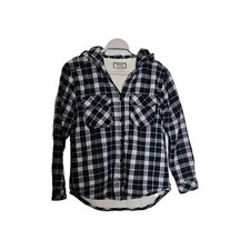 Boston Traders Mens Size M Long Sleeve Button Down Hooded Sherpa Flannel Jacket