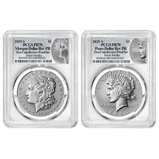 Presale - 2025-S Reverse Proof $1 Morgan and Peace Silver Dollar 2pc Set PCGS