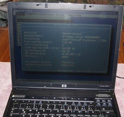 HP Compaq NC6220 / Intel Pentium M @ 1.73 GHZ / 40 GB HDD