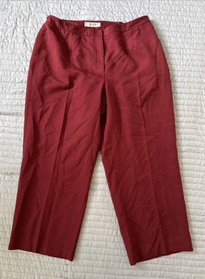 Jones Studio Separates Burgundy Womens Pants Sz 16W Classic Fit Straight Leg New