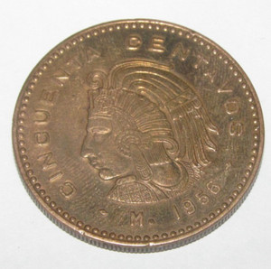MEXICO - CINCUENTA CENTAVOS - 1956 - VERY NICE - 69 YEARS OLD COIN - LOOK!!