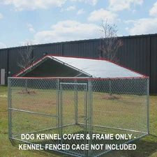 Outdoor Dog Kennel Cover Cage 10 x 10 ft Large Roof Pet House Steel Shade Fence