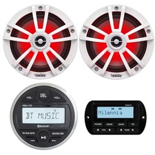 JBL PRV175 Marine Gauge Stereo Receiver, 2X 6.5" 225W LED Speakers, Remote