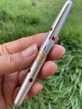 Cute Platinum  Pocket Fountain Pen Tulips Nib 14K "F" Never Used 