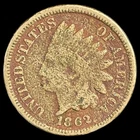 1862 Indian Head Cent - Antique United States of America 1c Penny Coin