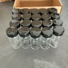 Clear  Bottles - black- Screw Top Cap - ( Lot of 24) size 6x2.5cm new in box.