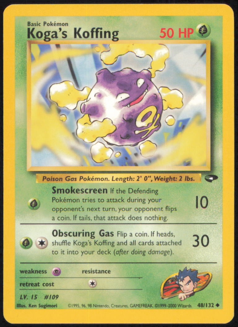 KOGA'S KOFFING 48/132 UNCOMMON GYM CHALLENGE POKEMON UNLIMITED NEAR MINT