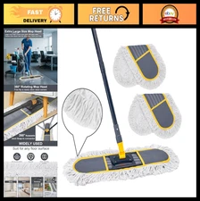 24" Heavy Duty Dust Mop with 2 Replacement Pads - Wet Dry Flat Mop for Floors