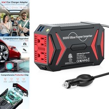 300W Pure Sine Wave Power Inverter 12V to 110V AC 2 USB Ports Car Cigarette