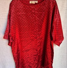 vintage Y2K 90s Victoria Secret Gold label Red satin PJ top nighty pajama