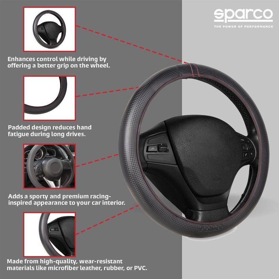 Sparco Elasticated Steering Wheel Cover PVC &EVA Carbon | eBay UK