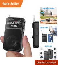 Lightweight J-555 Pocket Radio - Dual-Power AM FM Radio with Built-in Flashlight