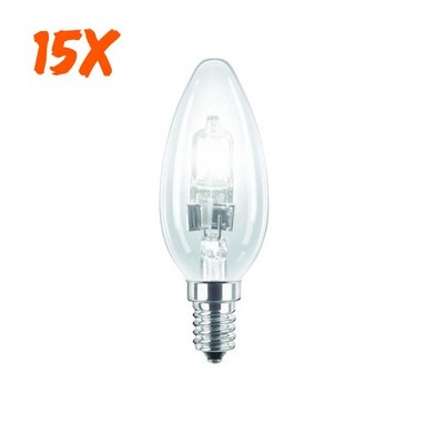 15x PHILIPS EcoClassic 18W E14 B35 Kerzenform Klar Warmweiß Glühbirne #01