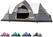 6 Person Family Camping Tent,Waterproof Windproof with Top Rainfly,Easy Set Up,P